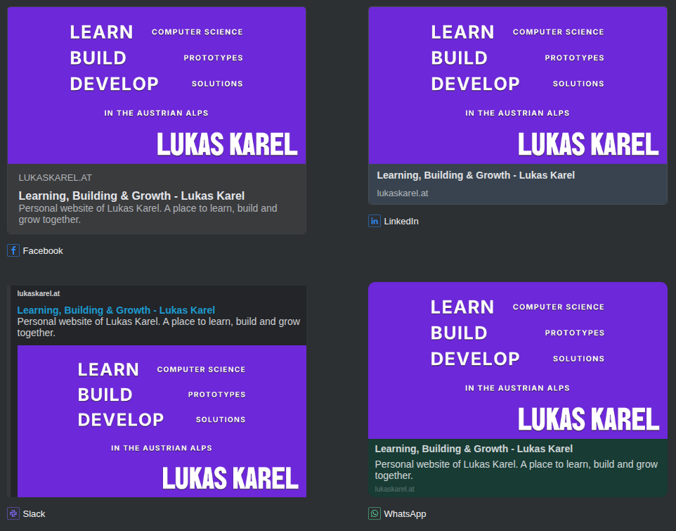 An overview of some social media links when sharing my website